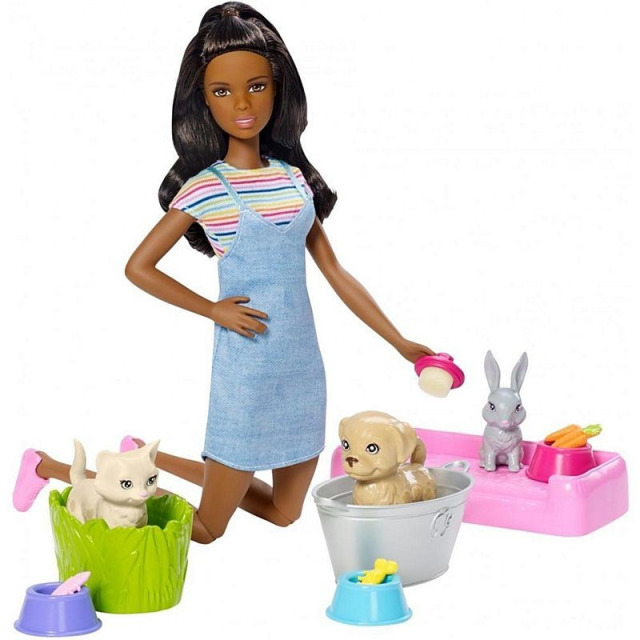 Obrázek produktu Mattel Barbie Koupání zvířátek černoška, Mattel FXH12