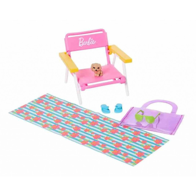 Obrázek produktu Barbie Zvířátko s doplňky - Pes a plážové doplňky, Mattel GRG58
